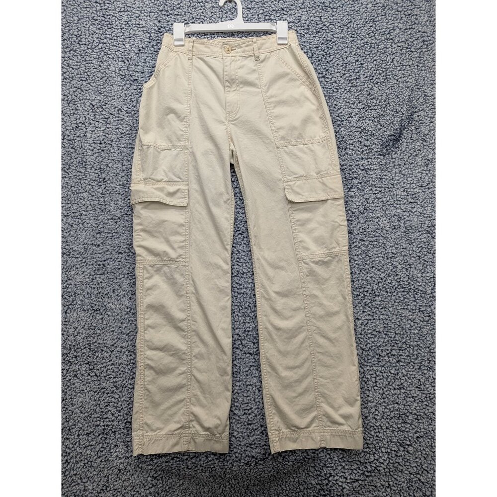 Abercrombie Mid Rise Cargo Pants Relaxed Fit 90s Ivory Beige